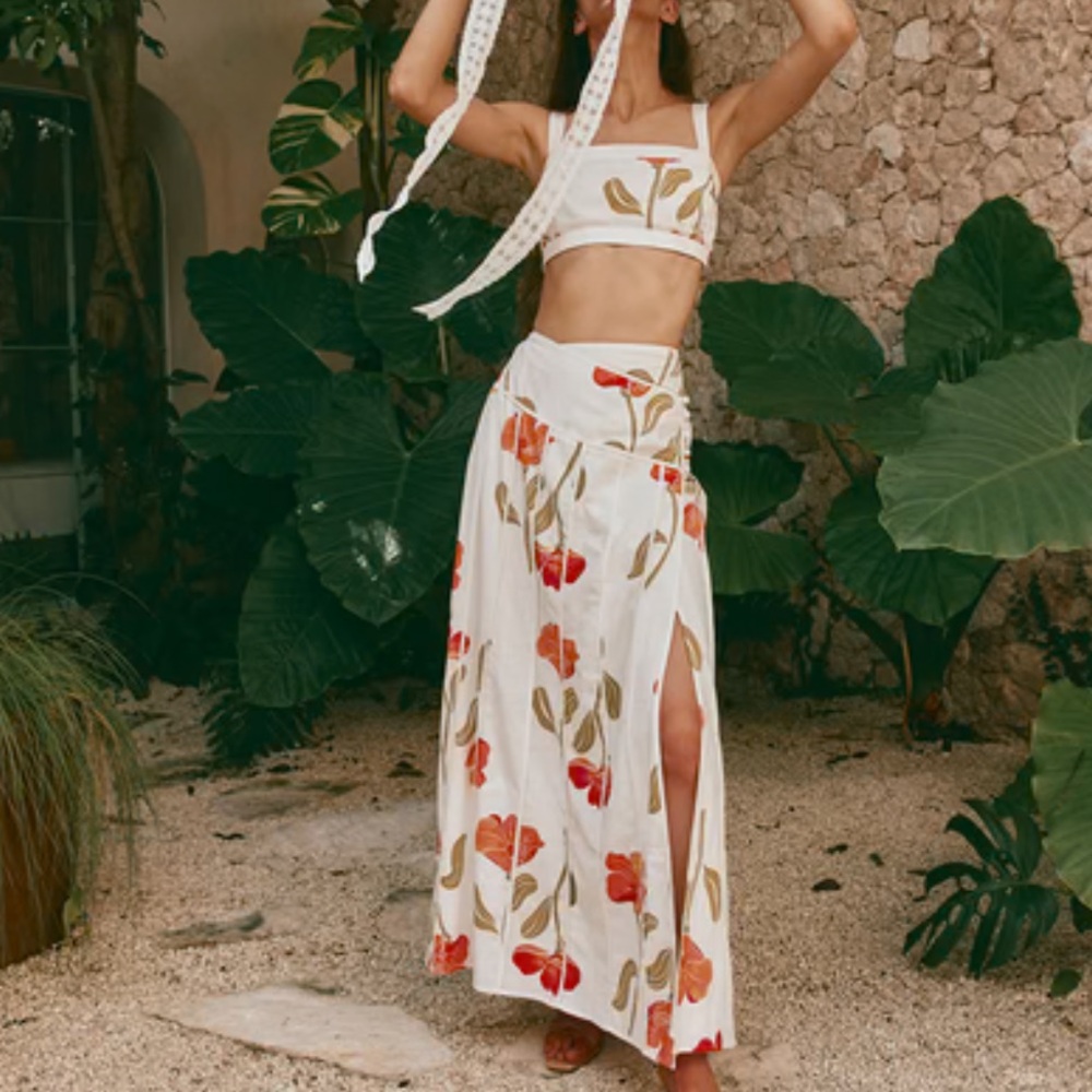 NWT Sabo Skirt Estelle skirt and top poppy flower SET size XS